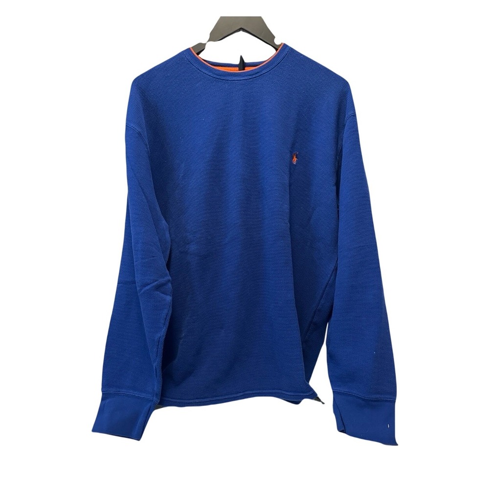 Royal Blue Orange Trim Ralph Lauren Long Sleeve Thermal Mens Size 2XL Shirt